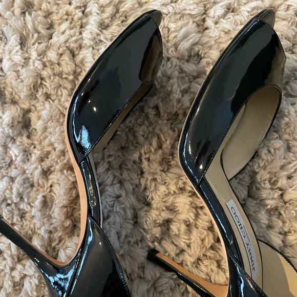 Jimmy Choo Black Patent Leather D’orsay Peep Toe pump size 38.5 - Picture 4 of 7